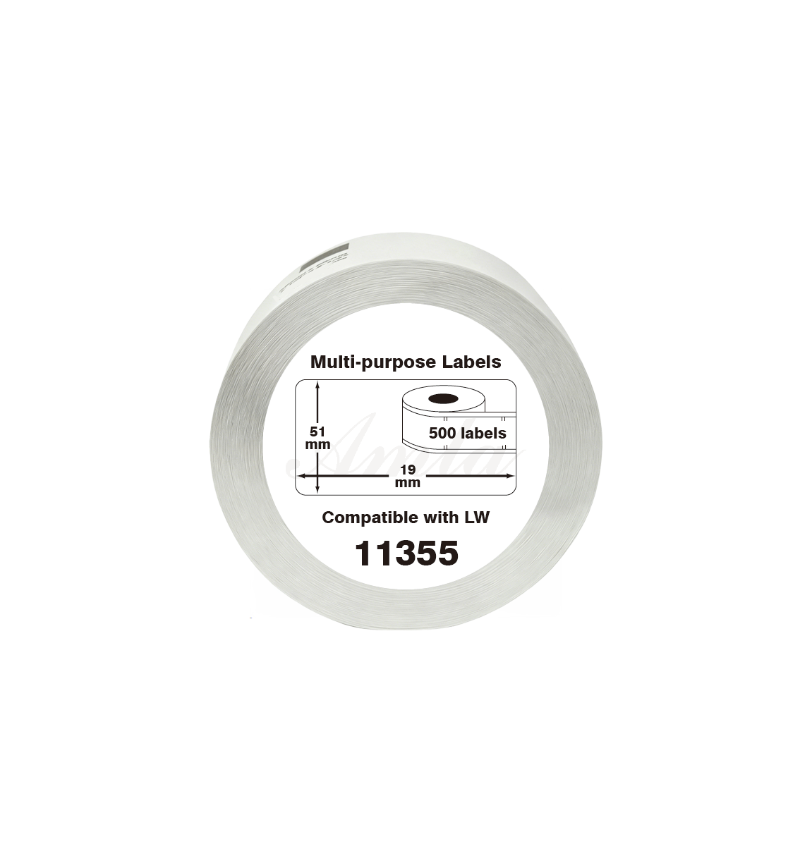 11355 Kompatibles Etiketten Rolle für Dymo S0722550 11355 Weiß 19mmx51mmx500Stk Permanent für Dymo Labelwriter 4XL 310 320 330 400 450