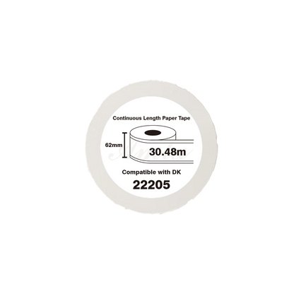 DK-22205 Kompatible Etiketten Rolle für Brother DK22205 DK-22205 Weiss 62mmx30mm P-touch QL500 QL550 QL560 QL570 QL580N QL650TD QL700 QL710W QL720 QL1050 QL1060h QL500 QL550 QL560 QL570 QL580N QL650TD QL700 QL710W QL720 QL1050 QL1060