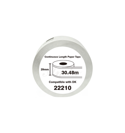 DK-22210 Kompatible Etiketten Rolle für Brother DK22210 DK-22210 Weiss 29mm x 30,48m P-Touch QL500 QL550 QL560 QL570 QL580N QL650TD QL700 QL710W QL720NW QL800 QL810