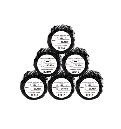 DK-22210 Kompatible Etiketten Rolle für Brother DK22210 DK-22210 Weiss 29mm x 30,48m P-Touch QL500 QL550 QL560 QL570 QL580N QL650TD QL700 QL710W QL720NW QL800 QL810