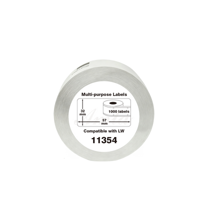 11354 Kompatibles Etiketten Rolle für Dymo S0722540 11354 Weiß 57mmx32mmx1000Stk Permanent für Dymo Labelwriter 4XL 310 320 330 400 450