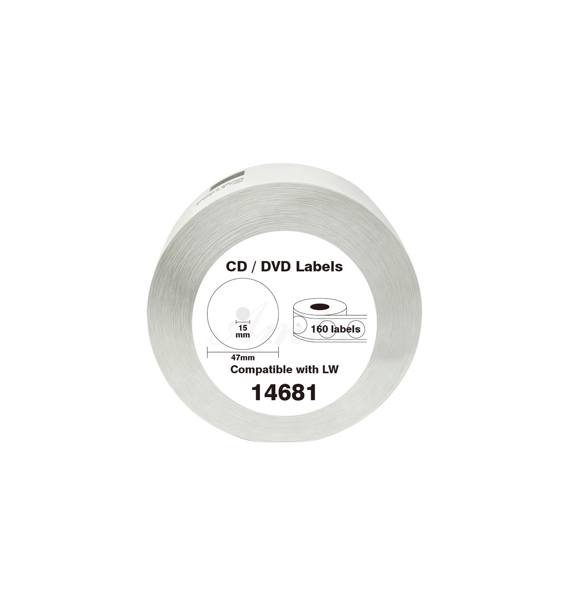 14681 Kompatibles Etiketten Rolle für Dymo S0719250 14681 Weiß Ø57mmx160Stk CD/DVD-Etiketten Permanent für Dymo Labelwriter 450 Turbo 450 Twin Turbo 450 Duo 4XL SE450